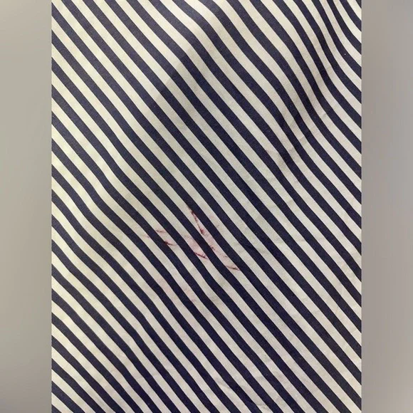 Theory Hartman Navy Stripe Off Should Button Down Sleeveless Blouse L - Picture 5 of 7